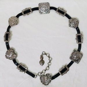 Brighton 1993 Vintage Silvertone Link & Leather Belt